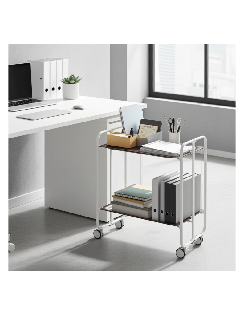 Carrello da cucina pieghevole bianco con ruote BAUHAUS 2 ripiani