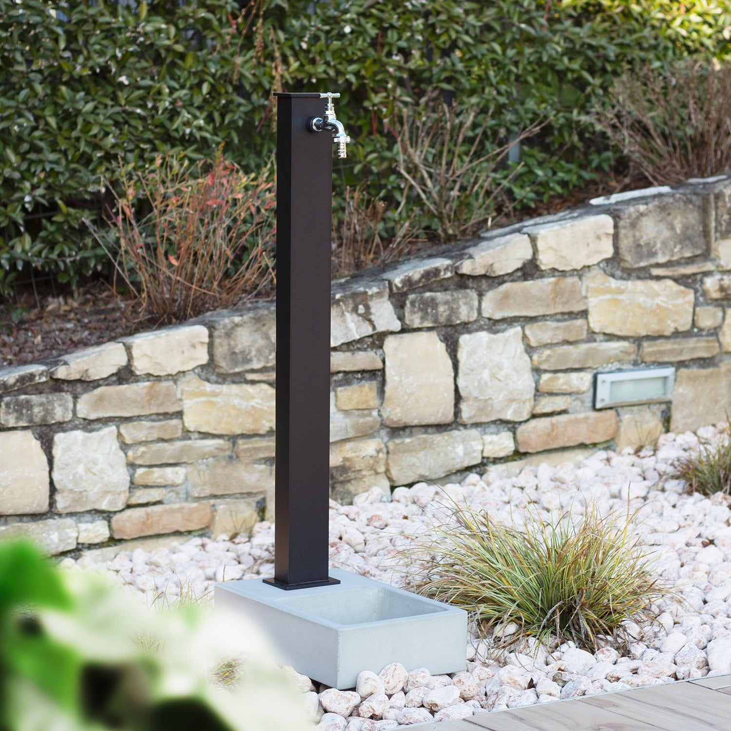 Base Vaschetta per Fontanda da Giardino 25x39xH10 cm in Calcestruzzo Plinto Grigio CLS