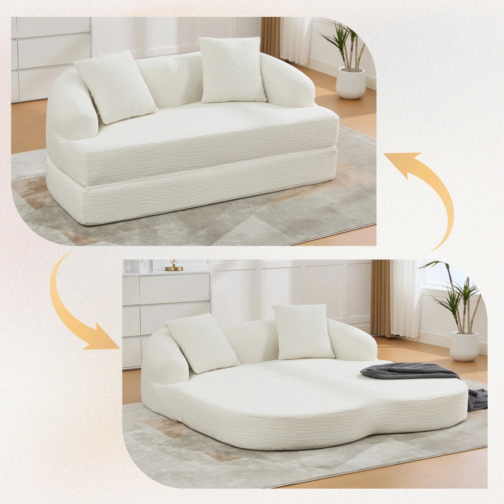DIVANO LETTO 2 posti pieghevole 157x84x65 cm Chenille Beige