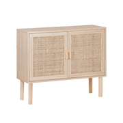 Credenza effetto canna e legno a 2 ante, 80cm, marrone naturale
