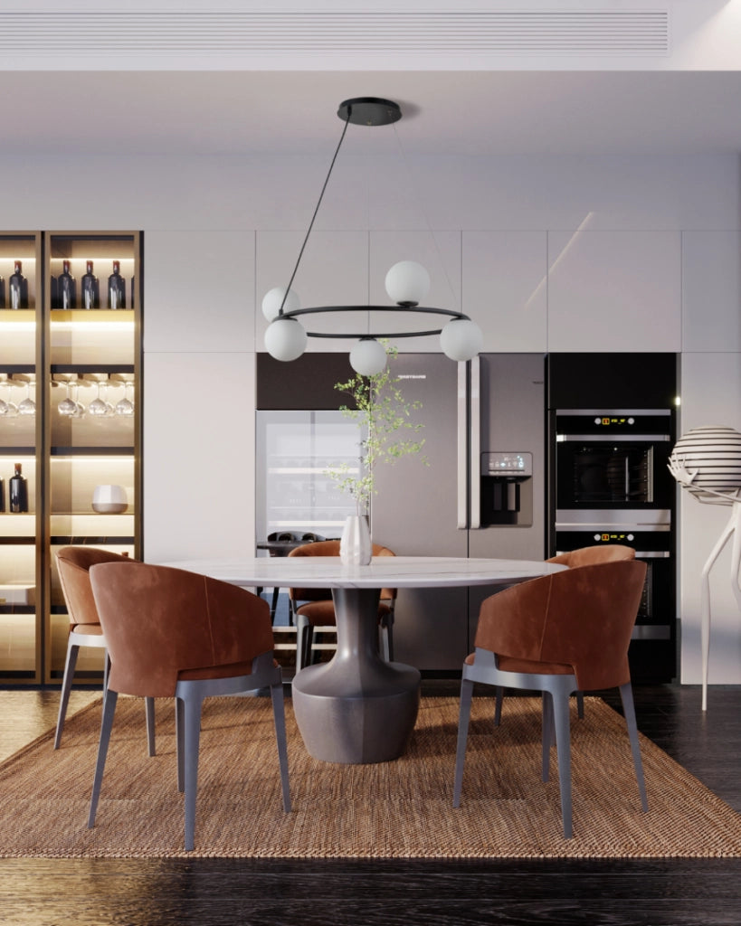 Lampadario anello nero 5 sfere bianche G9 Sigma Gama