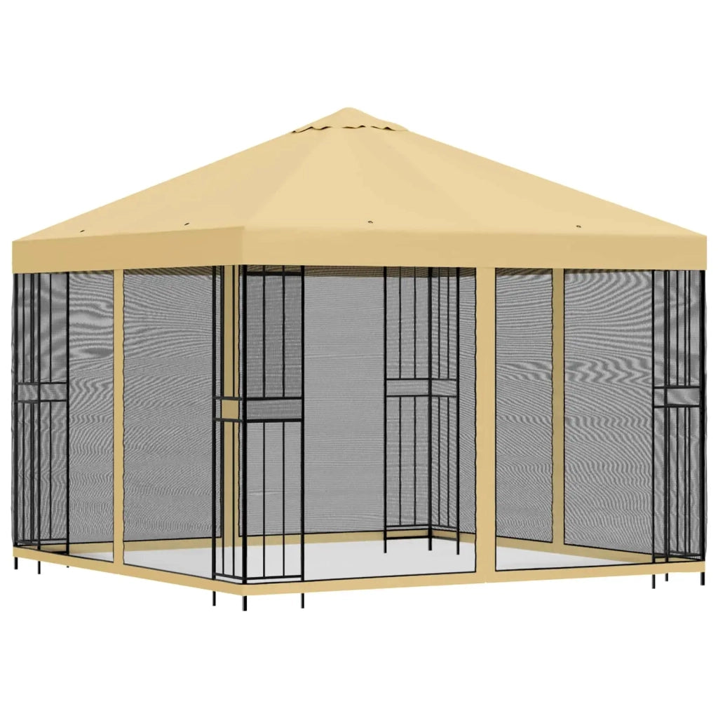 Gazebo da giardino con pareti laterali 3 x 3 m Crema