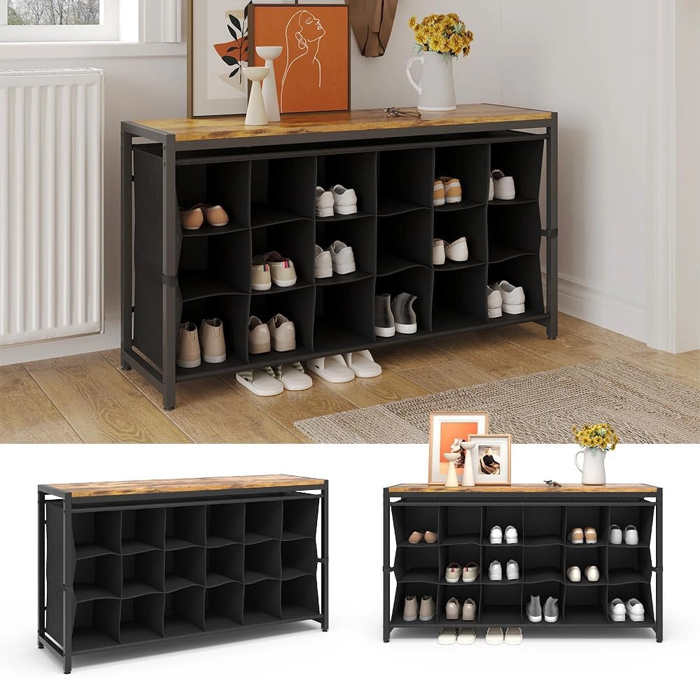 Scarpiera Fyrk, Rovere rustico, 100 x 54.5 cm, per la conservazione aperta di scarpe e accessori