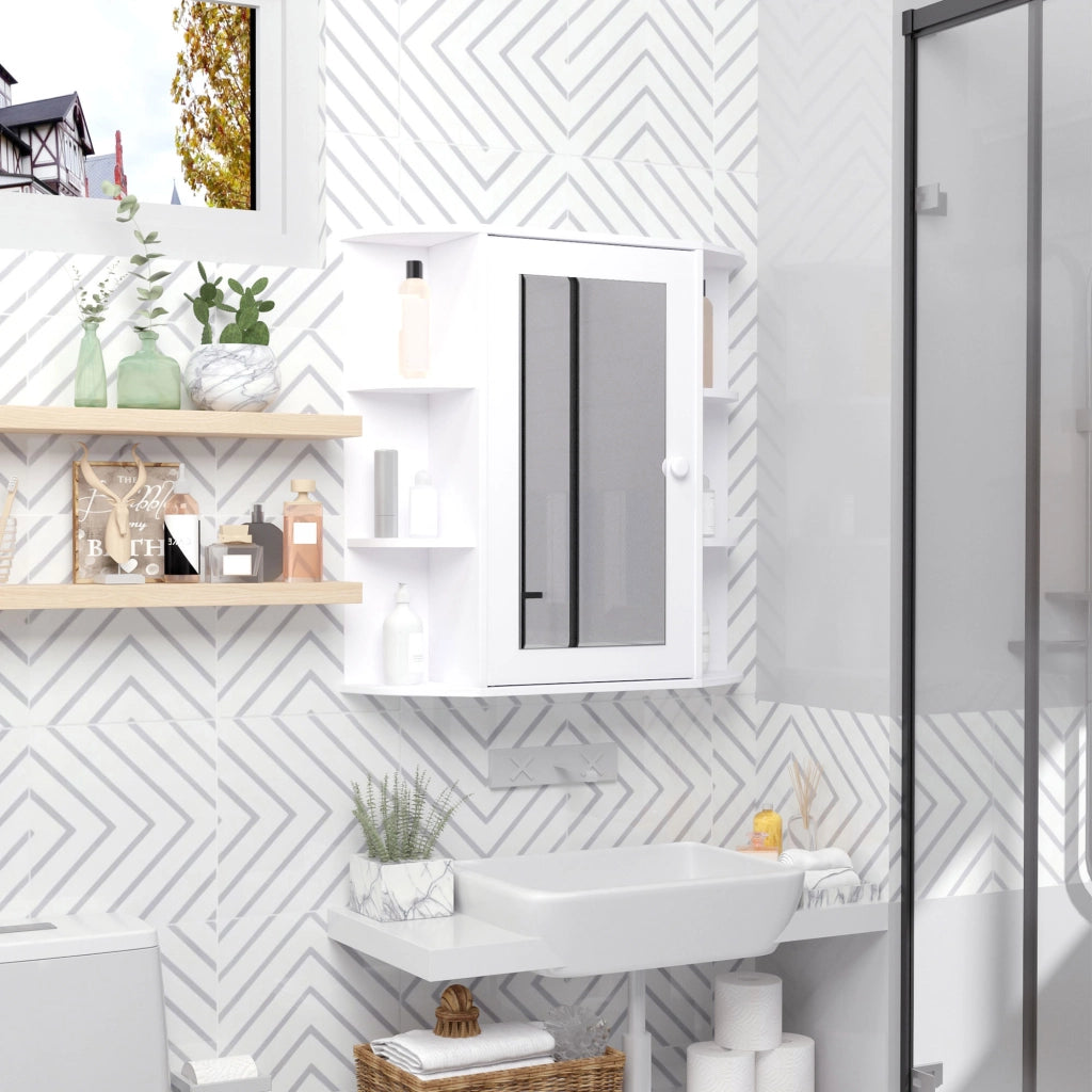 Mobile da Bagno con Specchio ¨C Xylo ¨C Bianco con Ante e Ripiani 66x17x63 cm