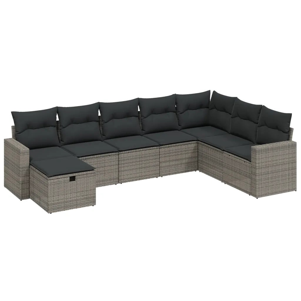 Set Divano da Giardino 8 pz con Cuscini Grigio in Polyrattan 3263586