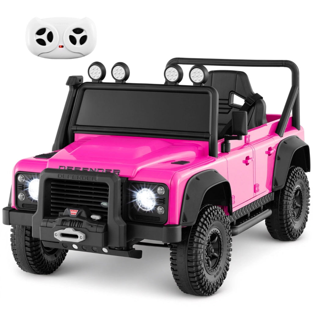 Auto elettrica per bambini 12V con telecomando per genitori, Macchina giocattolo land rover con licenza Rosa-Macchinine giocattoli