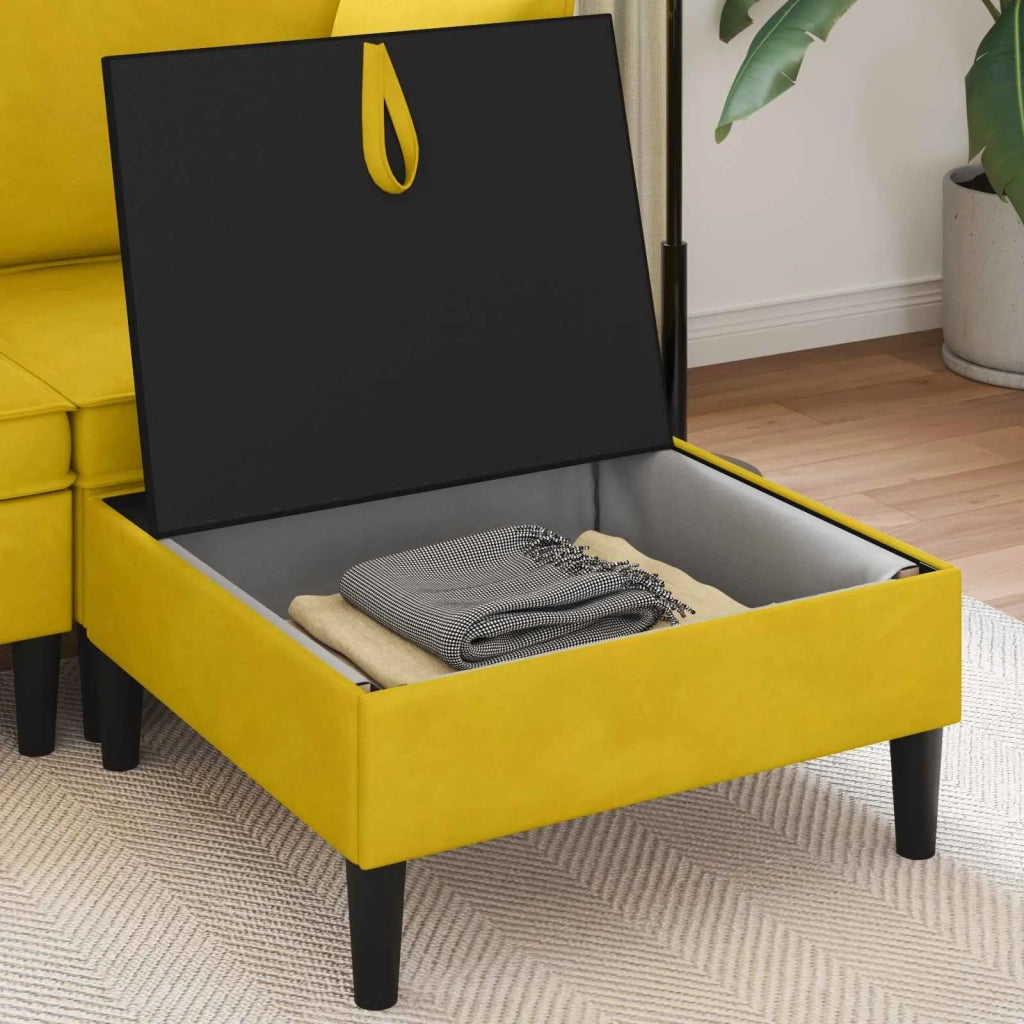 Pouf con Storage Giallo Velluto 42027139