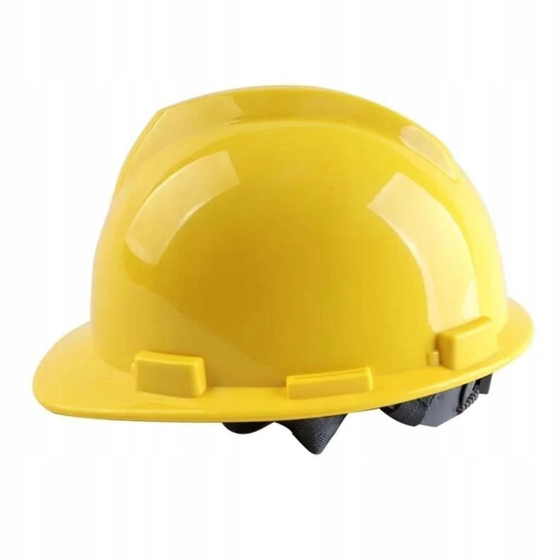 Casco Protettivo da Cantiere PP-4K – HDPE Giallo | 4 Punti Sottogola, 6 Punti Imbracatura | Ventilazione, -10°C a +50°C