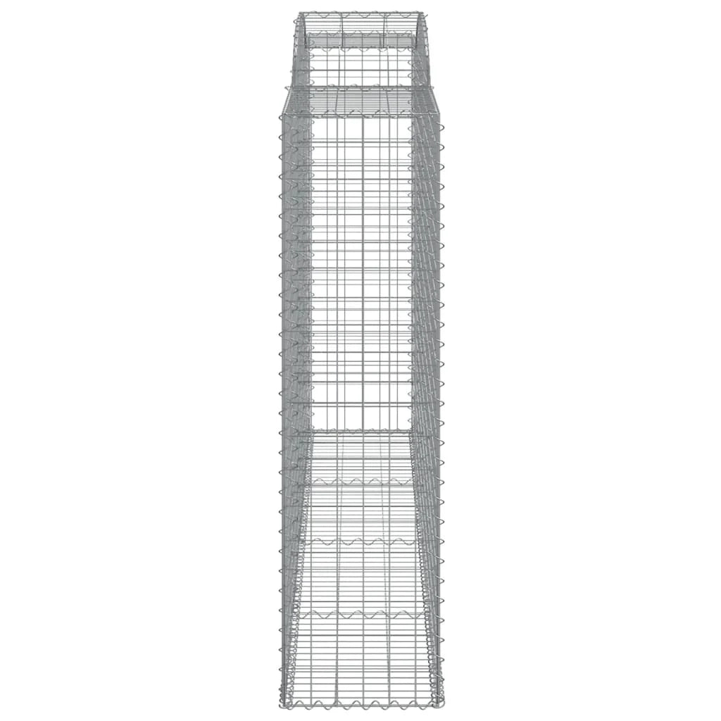 Cesto gabbione recinzione a gabbia muro di contenimento ad arco 300 x 50 x 180/200 cm ferro zincato argento 02_0040062