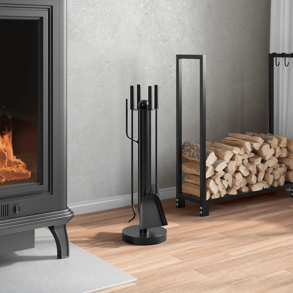 Set Attrezzi per Caminetto 5 pz 18x56 cm in Acciaiocod mxl 114738
