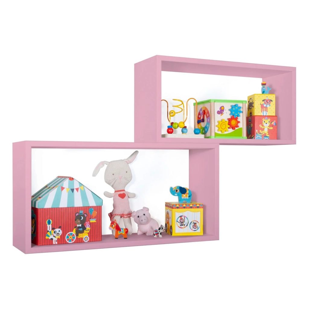 Mensole da parete rettangolari Set di 2 pz colore Rosa mod. Bislungo