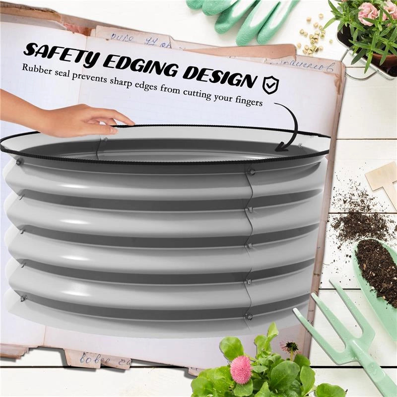 SET DI 2 LETTI PER ORTO RIALZATI IN ACCIAIO GALVANIZZATO CON FONDO APERTO, Ø60X30CM, ARGENTO