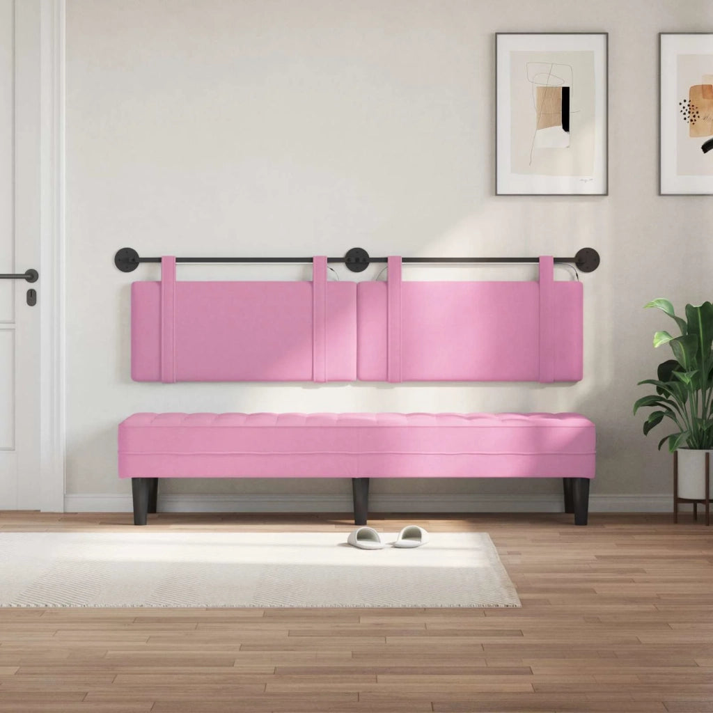 Testiera | Testata sospesa Con luce LED Rosa Tessuto
