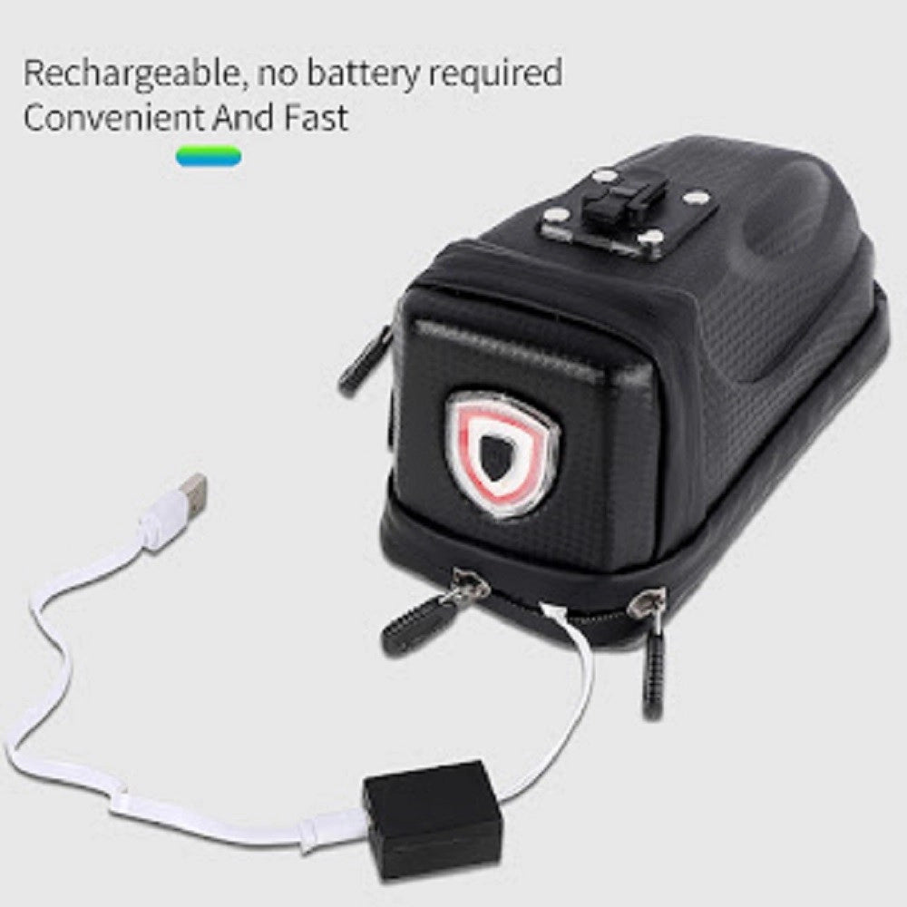 Trade Shop - Borsa Da Sella Impermeabile Per Bici Con Luce Posteriore Ricaricabile Usb Zx-9428 -