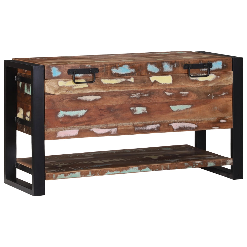 Scatola di stoccaggio multicolore 80x35x45 cm in legno massello di recupero
