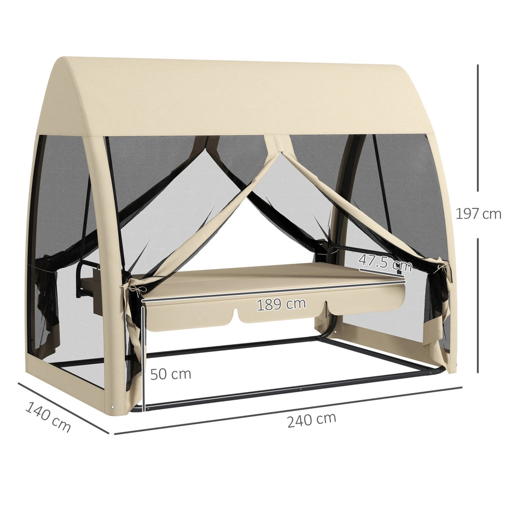 Altalena da giardino 3 posti 2 in 1 con funzione letto; baldacchino e zanzariera; caffè