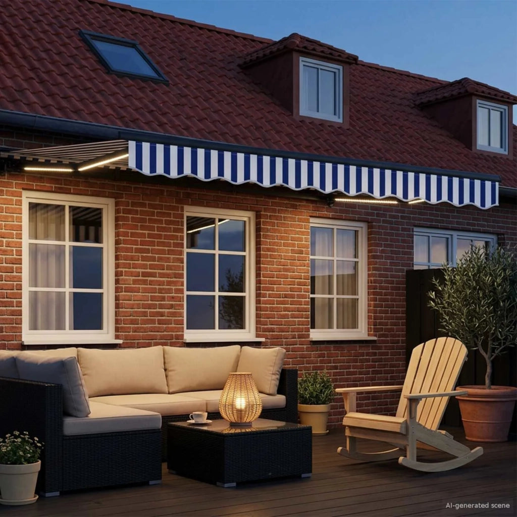Cornice per Tenda Manuale con LED-Telaio per tendalino manuale 2,5 x 2 m 377873