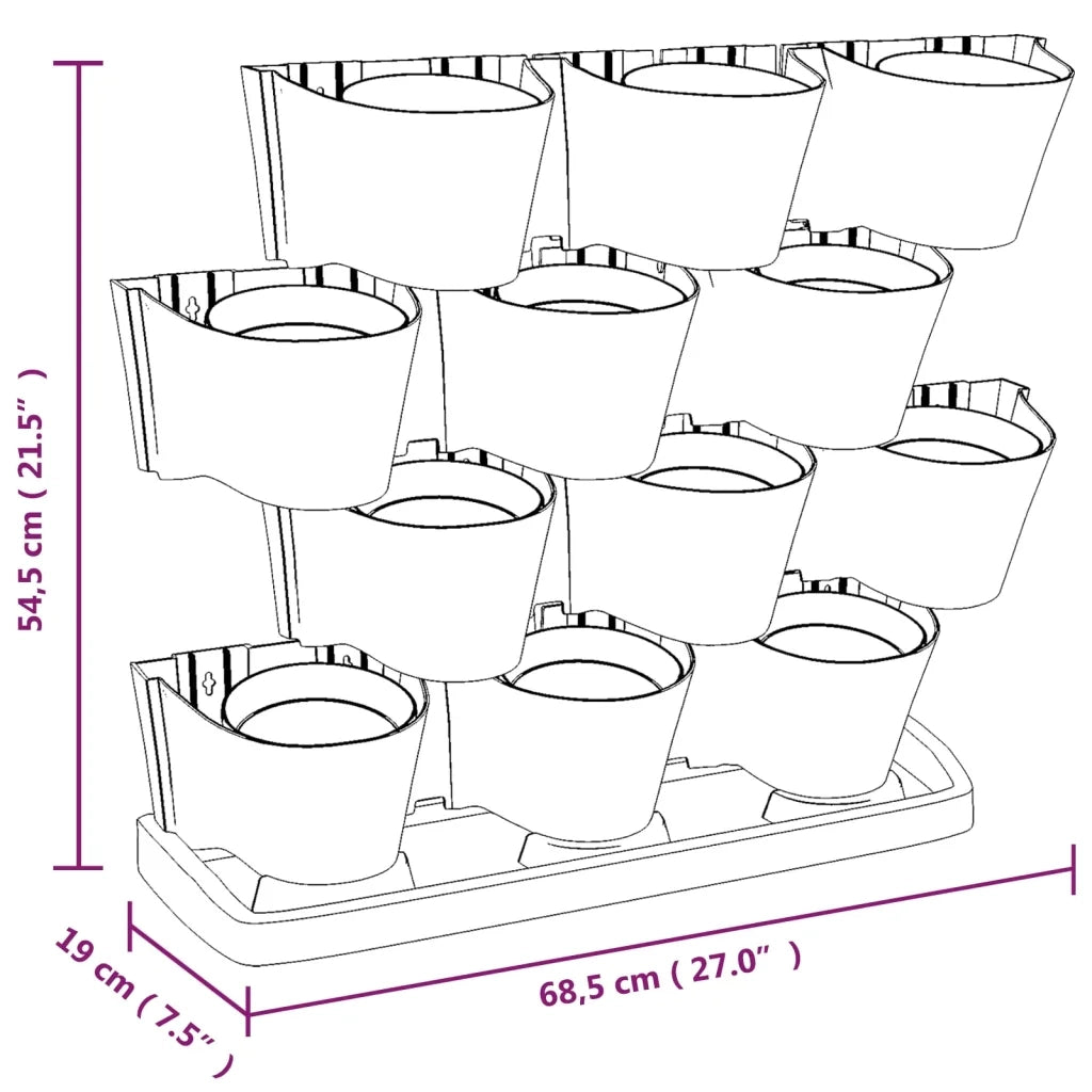 2 pz Set per Piante Giardino Verticale 1Antracite Polipropilene