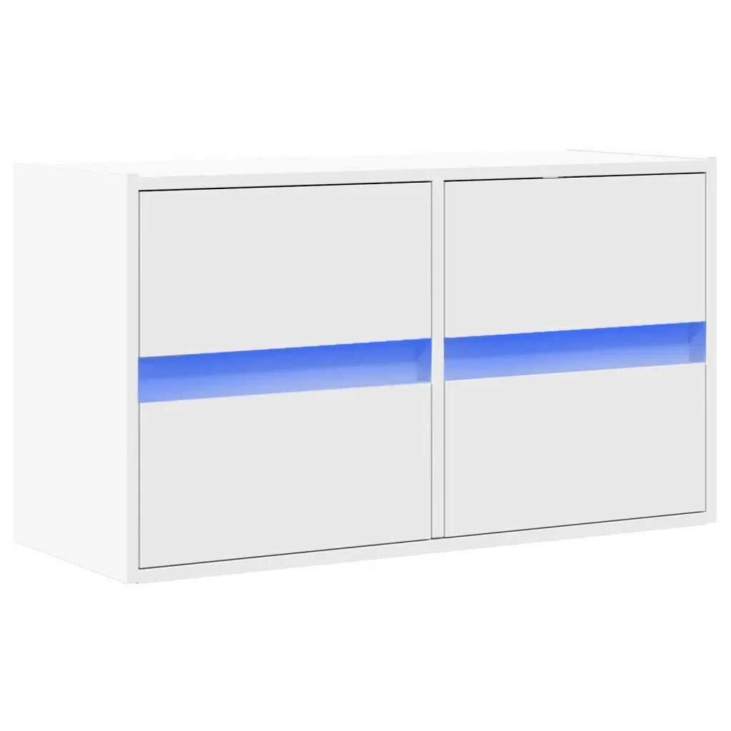 vidaXL Mobile TV a Parete con Luci LED Bianco 80x31x45 cm