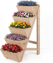Fioriera Rialzata a 8 Livelli, Aiuola Verticale a Forma di V in Legno di Abete, Telaio Triangolare Indeformabile, Orto Rialzato da Esterno o Interno per Piante, Fiori, Verdure
