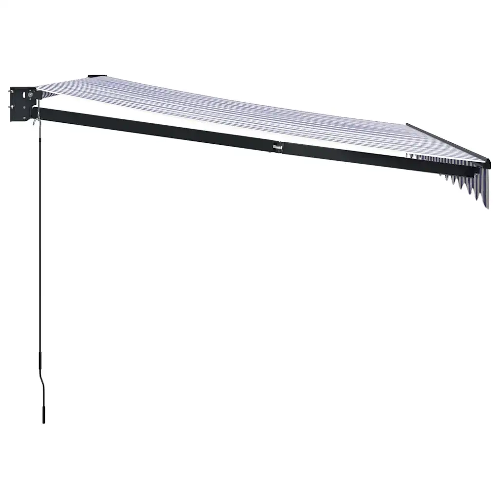 Tenda Sole Retrattile Blu e Bianca 3x2,5 m Tessuto e Alluminio