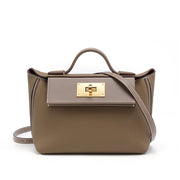 Pochette da donna in vera pelle, colore grigio