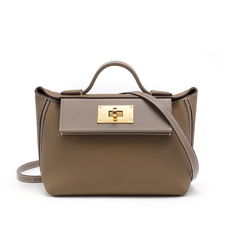 Pochette da donna in vera pelle, colore grigio