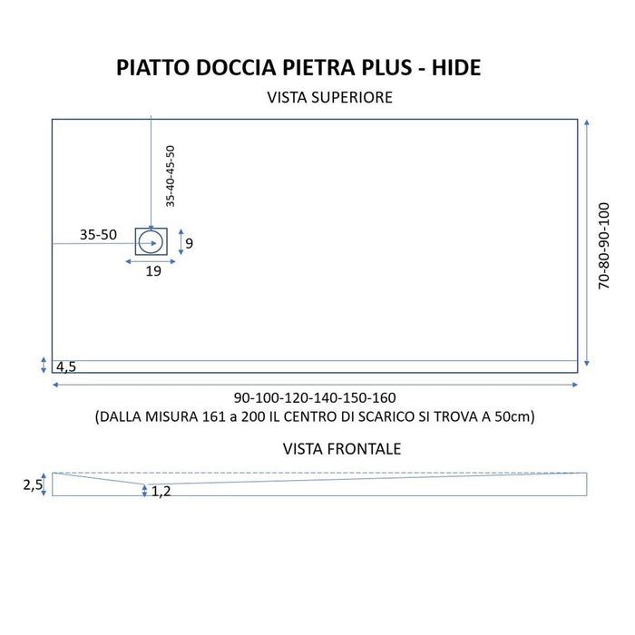 Piatto Doccia in Pietra 120x120 cm Bonussi Canton Nero