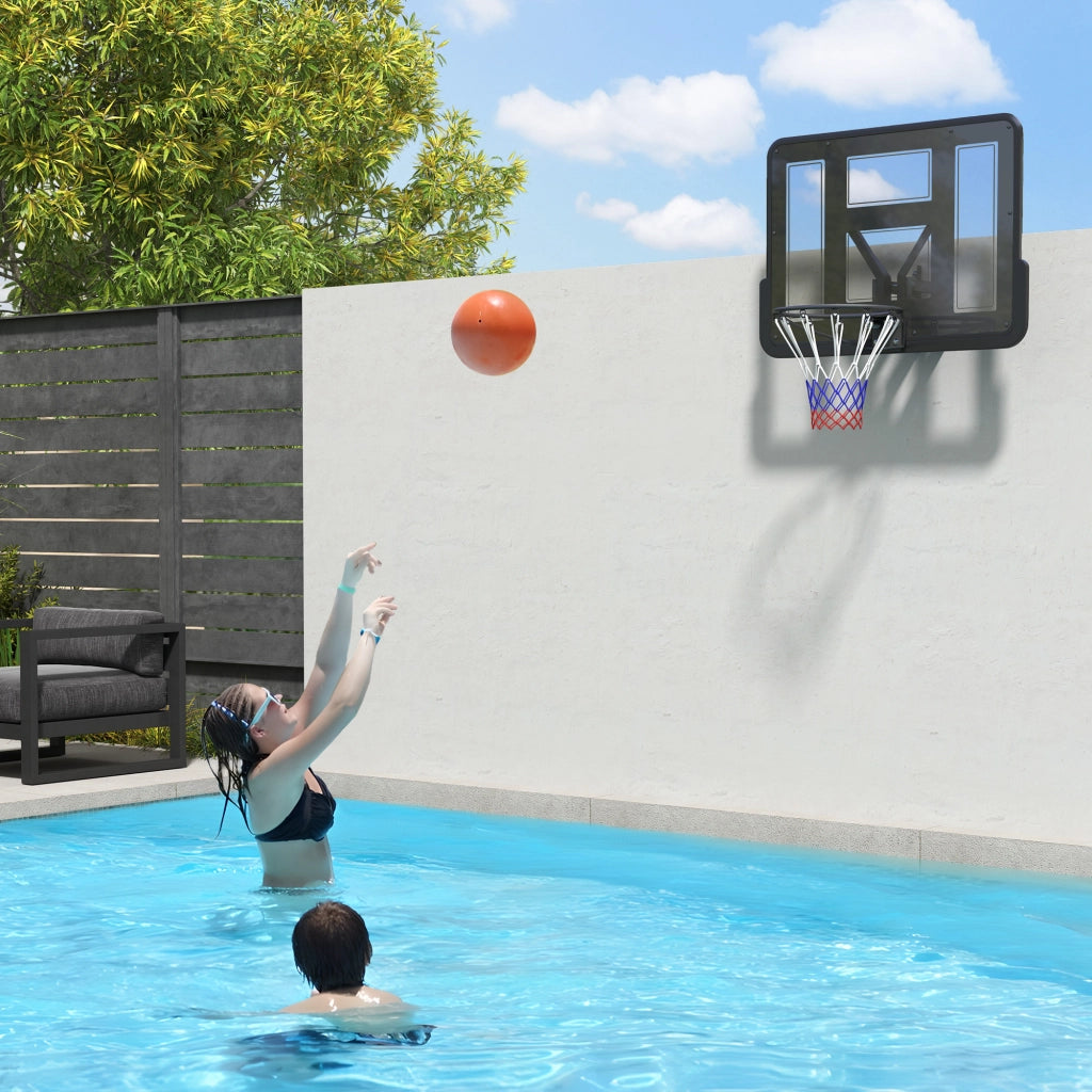 Canestro da Basket da Parete 110x75 cm con Tabellone e Molla Resistente per Interno ed Esterno Nero