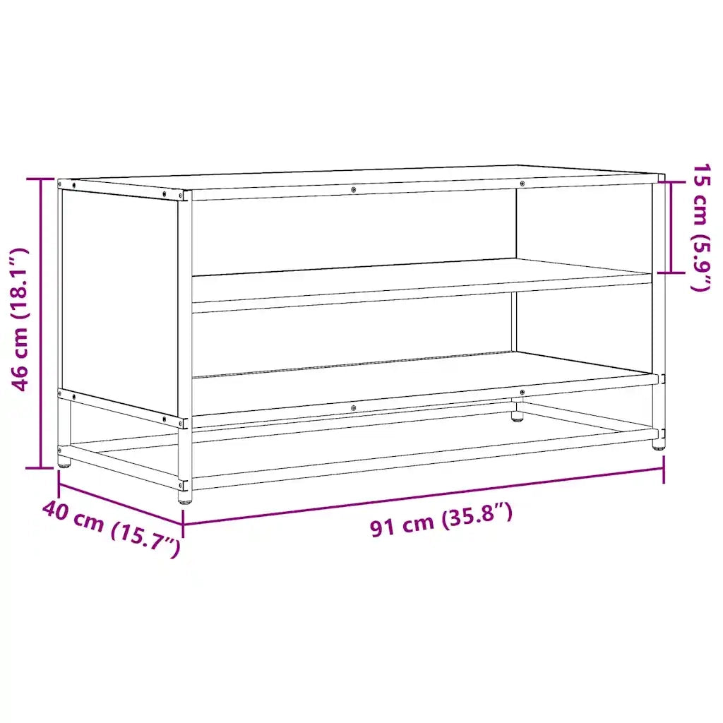 vidaXL Mobile Porta TV Nero 91x40x46 cm in Truciolato e Metallo