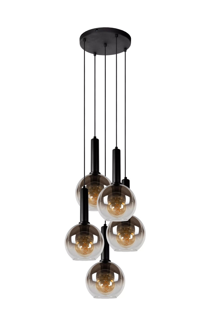 Lampadario MARIUS Lucide nero 5 sfere vetro E27 40W