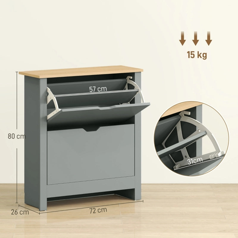 SCARPIERA con 2 ante ribaltabili 72x26x80 cm Grigio chiaro Legno