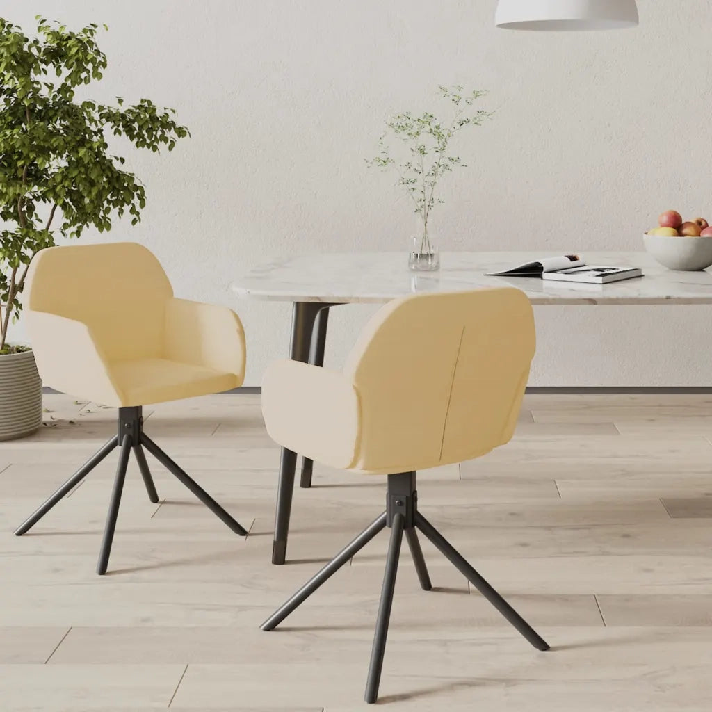 Sedie da Pranzo Girevoli 2 pz Crema in Velluto cod mxl 17396