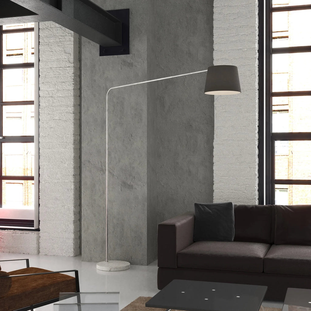 Piantana Contemporanea Corner Marmo Basso Bianco Diffusore Nero 1 Luce E27
