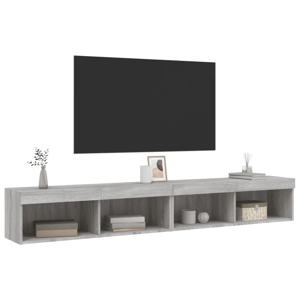 Mobili TV con Luci LED 2pz-Set di 2 Credenza per TV Grigio Sonoma 100x30x30 cm