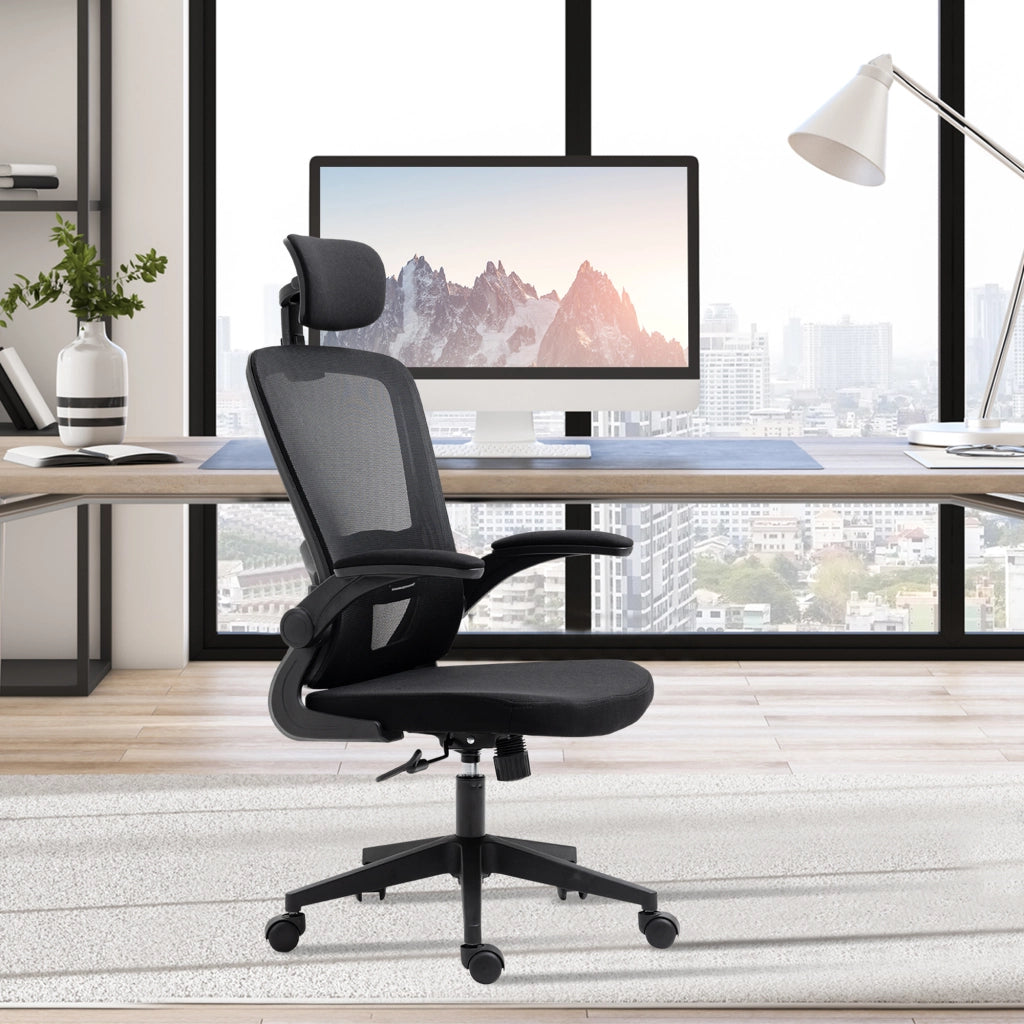 Sedia da ufficio con rete ¨C zephmum ¨C nera, 65x64x114-122 cm