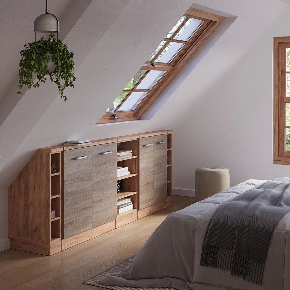 Set di mobili sottotetto Rion Sonoma/Rovere dorato Set di 5 Vicco