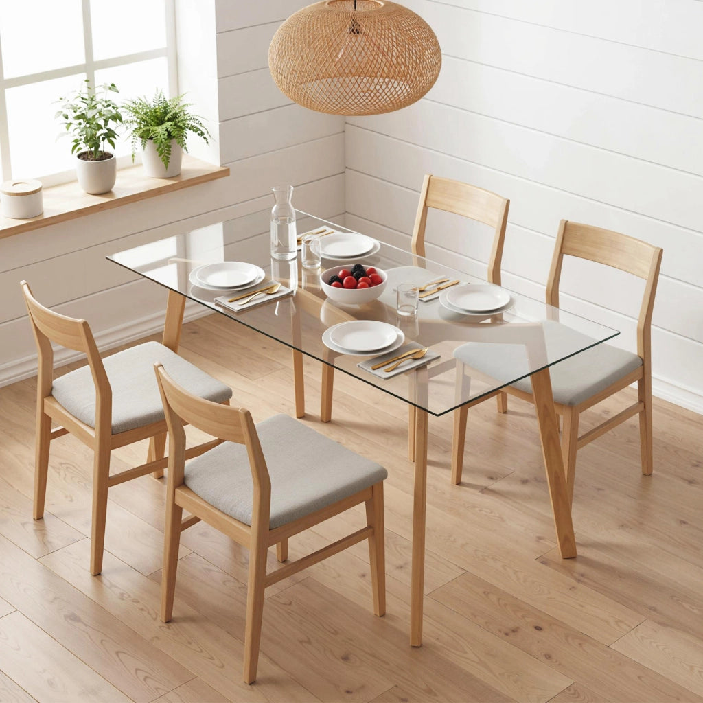 Tavolo da pranzo per 4 persone ¨C Xylo ¨C vetro temperato e acciaio 120x60x76cm