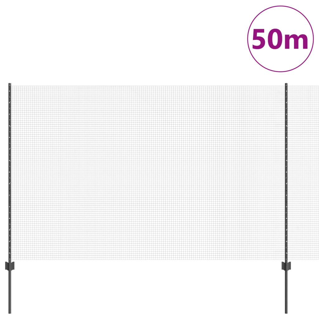 Recinzione in filo saldato con 44 Post Grigio 1.5x50 m Acciaio