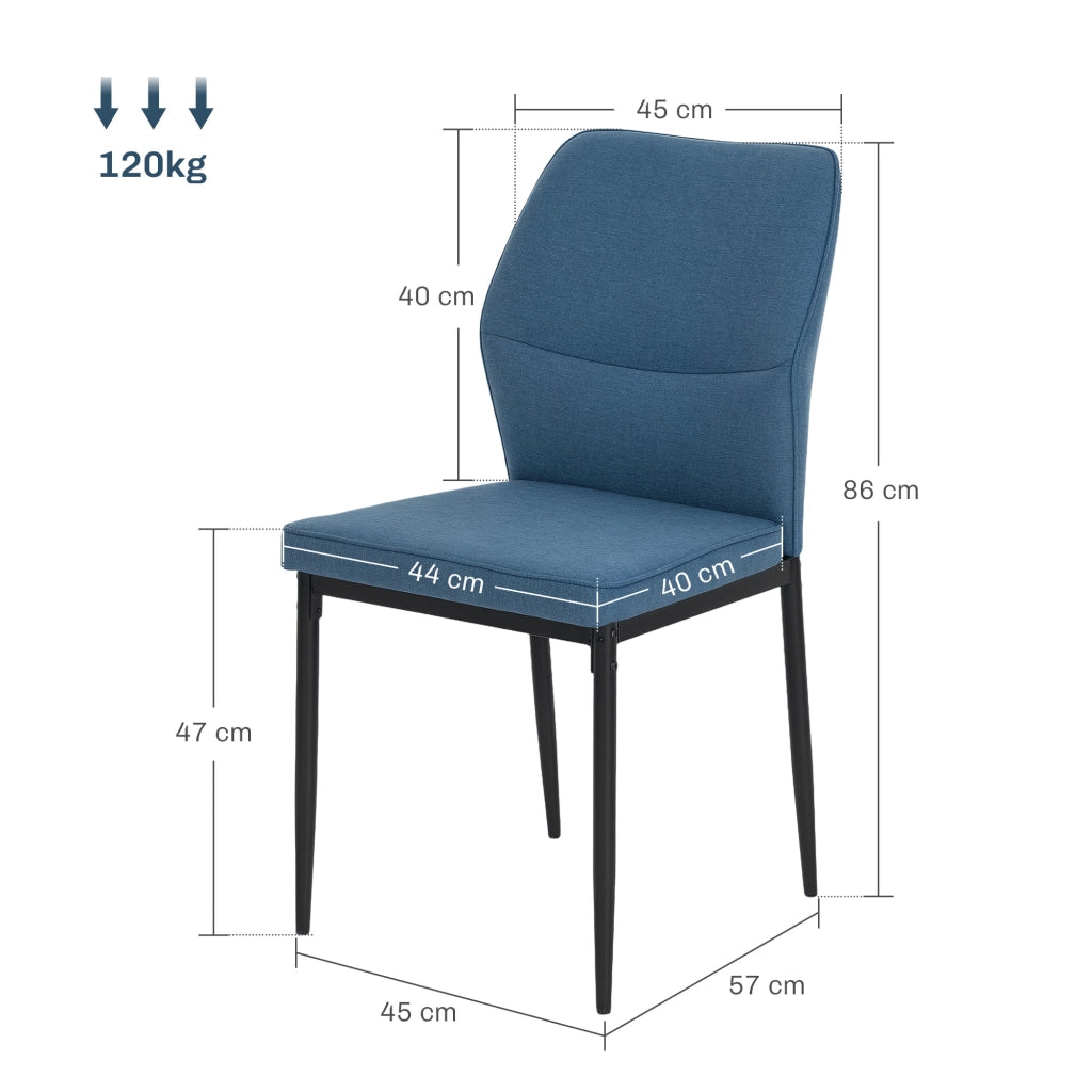 Set 2 Sedie da Pranzo ¨C Xylo ¨C Velluto Sintetico Blu, Schienale Curvo, Gambe Acciaio 45x57x86cm