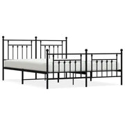 Letto matrimoniale | Letto per adulti | Giroletto con Testiera e Pediera Metallo Nero 183x213 cm