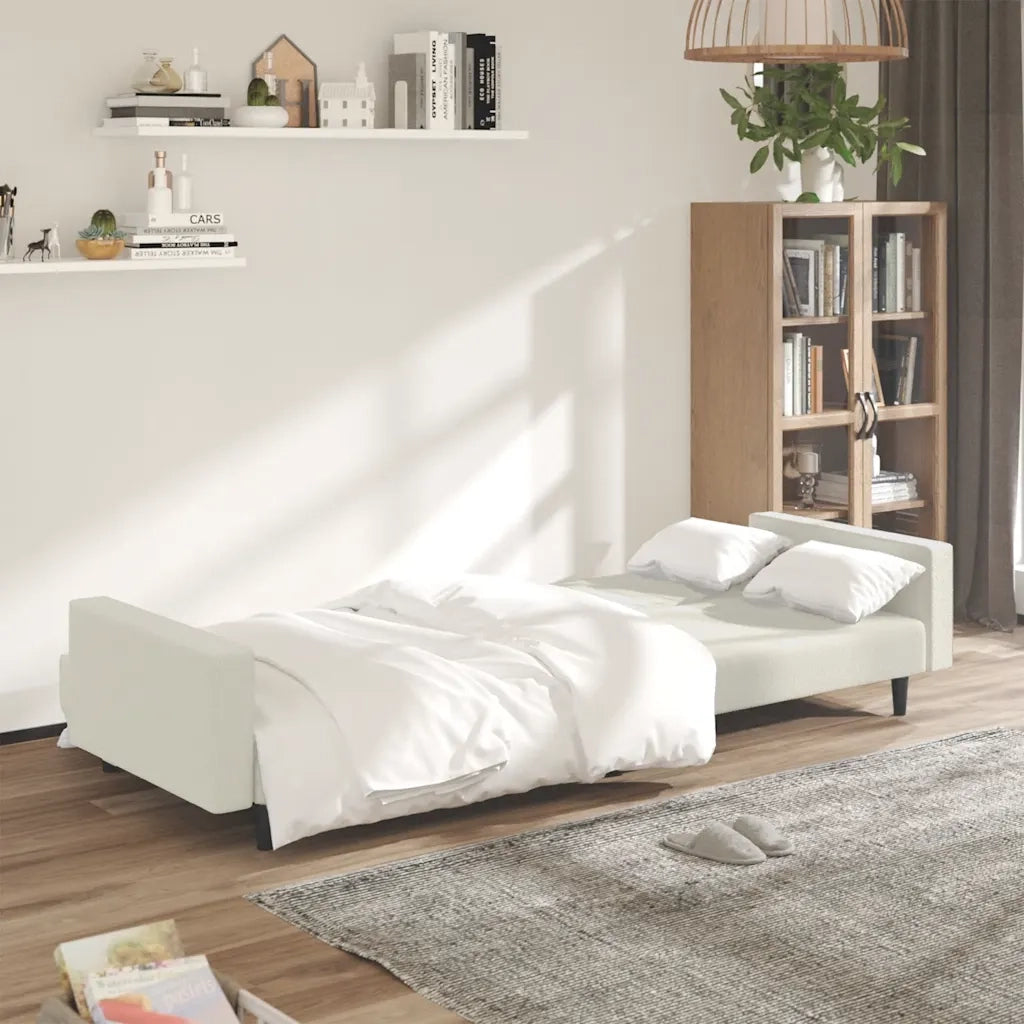 Divano letto | Sof¨¤ letto | Letto singolo a 2 Posti Crema in Velluto