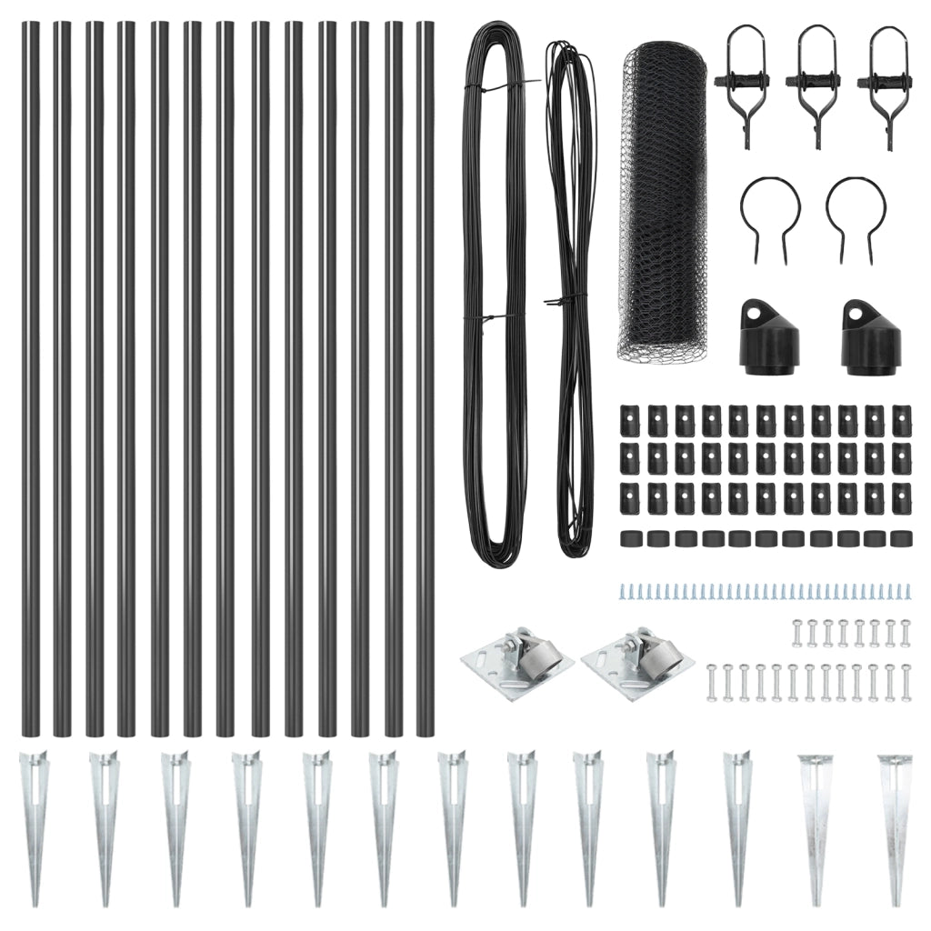 Set di Recinzione Set di 2 Grigio Metallo, Rete Grande Durevole