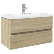 Set Mobili da Bagno | Armadio da bagno 2 pz in Ceramica e Legno Multistrato