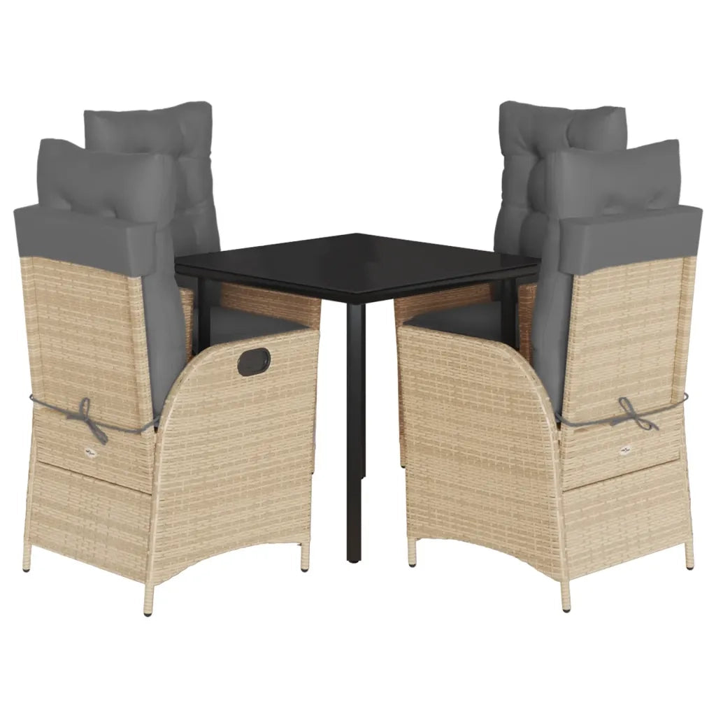 Set da Pranzo da Giardino 5 pz con Cuscini Beige in Polyrattan 3213266