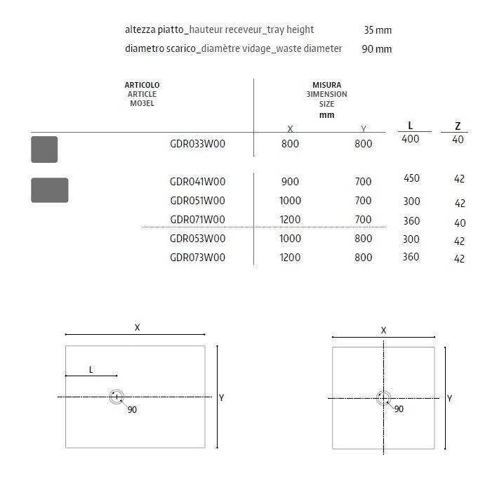 PIATTO DOCCIA STONE 80X100XH3,5CM BIANCO EFFETTO A