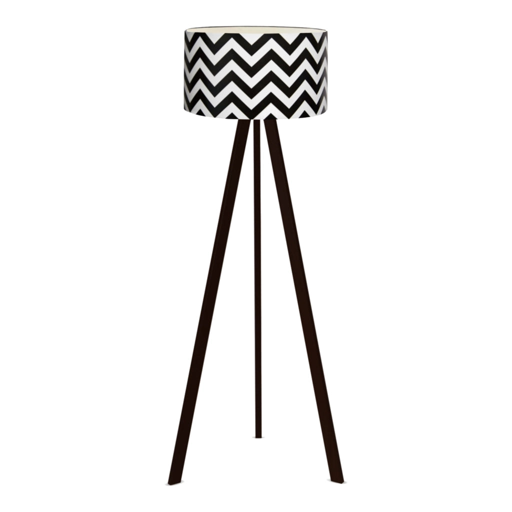Lampada da Terra a Treppiede Newport Alta 140 cm Paralume Cilindrico - Bianco / Nero lux.pro