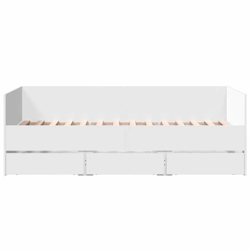 Divano Letto con Cassetti senza Materasso Bianco 90x190 cm 3280825
