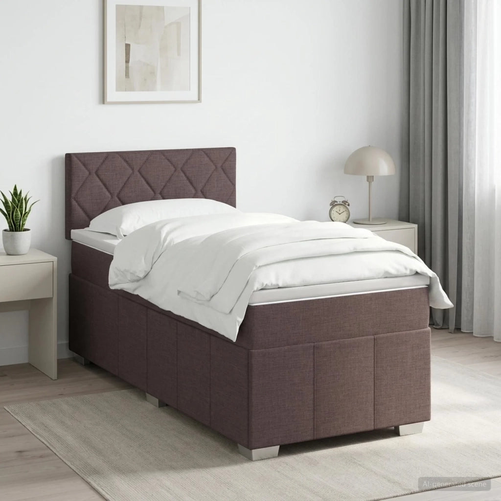 Letto box spring con materasso Marrone Scuro 90 x 200 cm 3452596