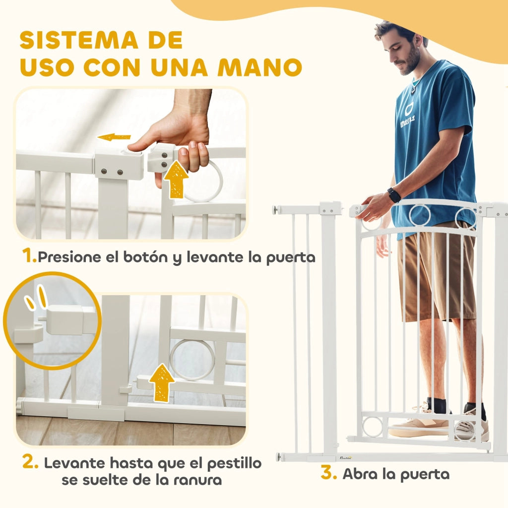Porta per Cani Regolabile 76-104 cm con 2 Estensioni ¨C Zephmum ¨C Bianco